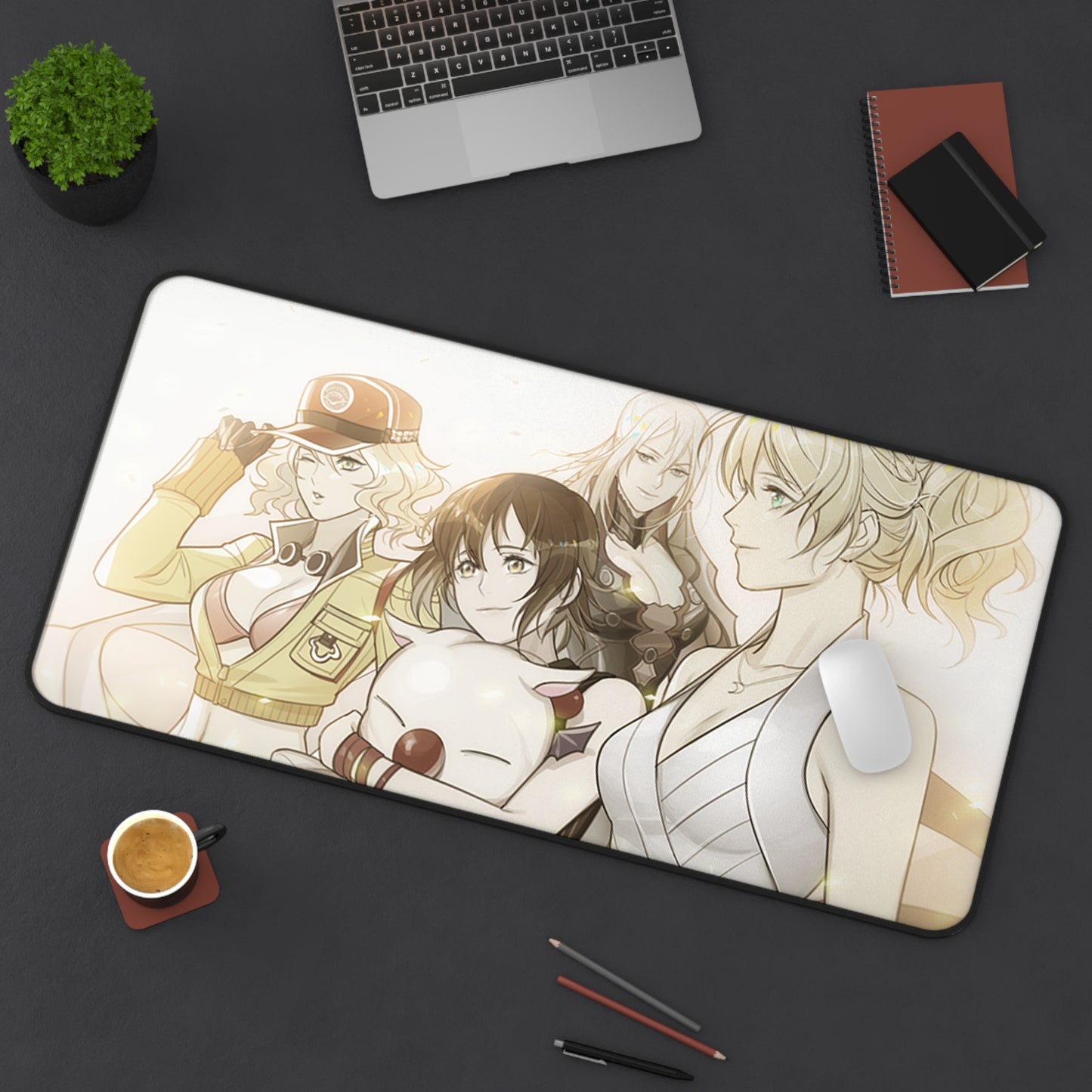 Final Fantasy 15 Waifus Desk Mat - FFXV Gaming Mousepad - XXL Non Slip Playmat - Cid Iris Lunafreya and Aranea
