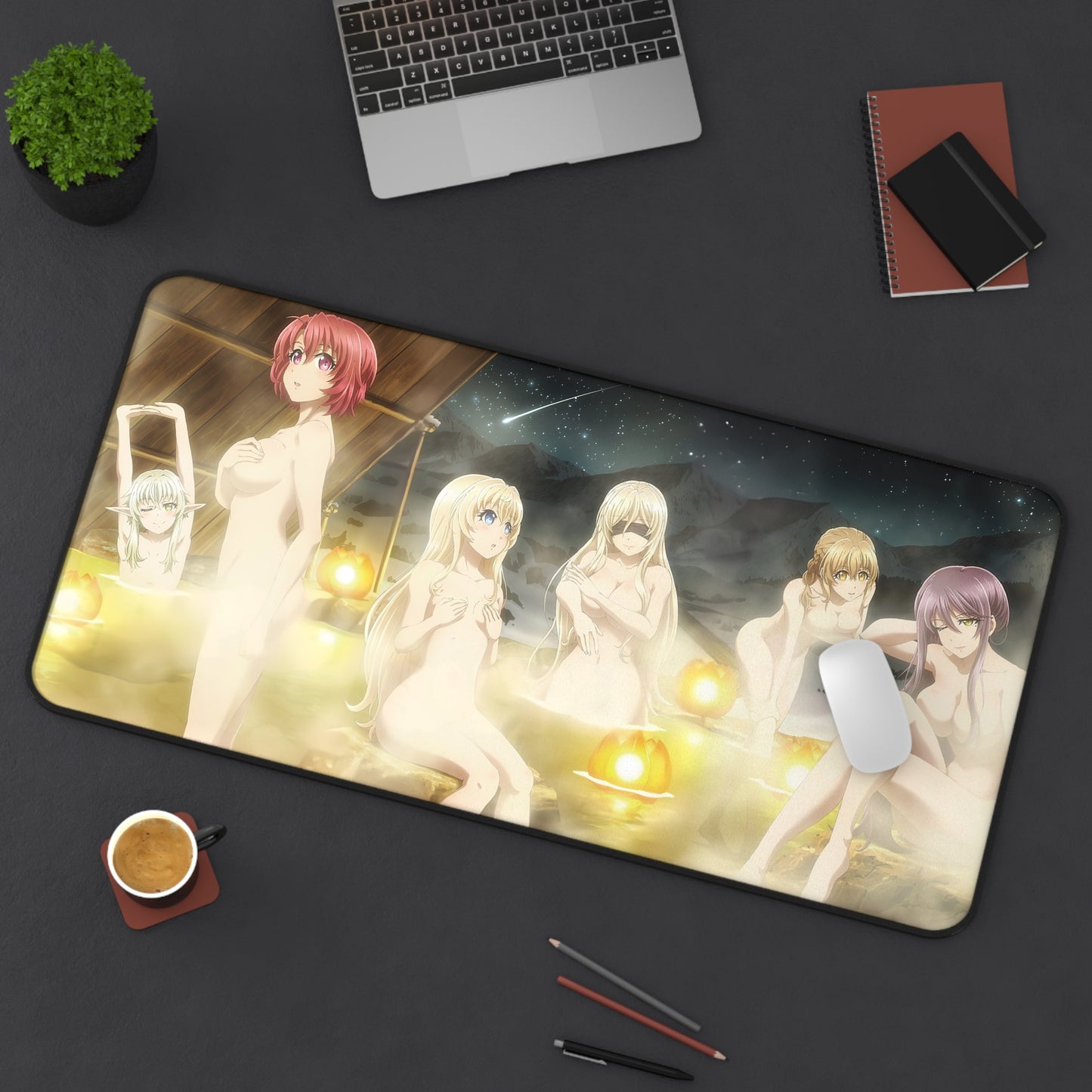 Goblin Slayer Ecchi Mousepad - Nude Female Charaters At The Onsen - Large Desk Mat - Mouse Pad - MTG Playmat