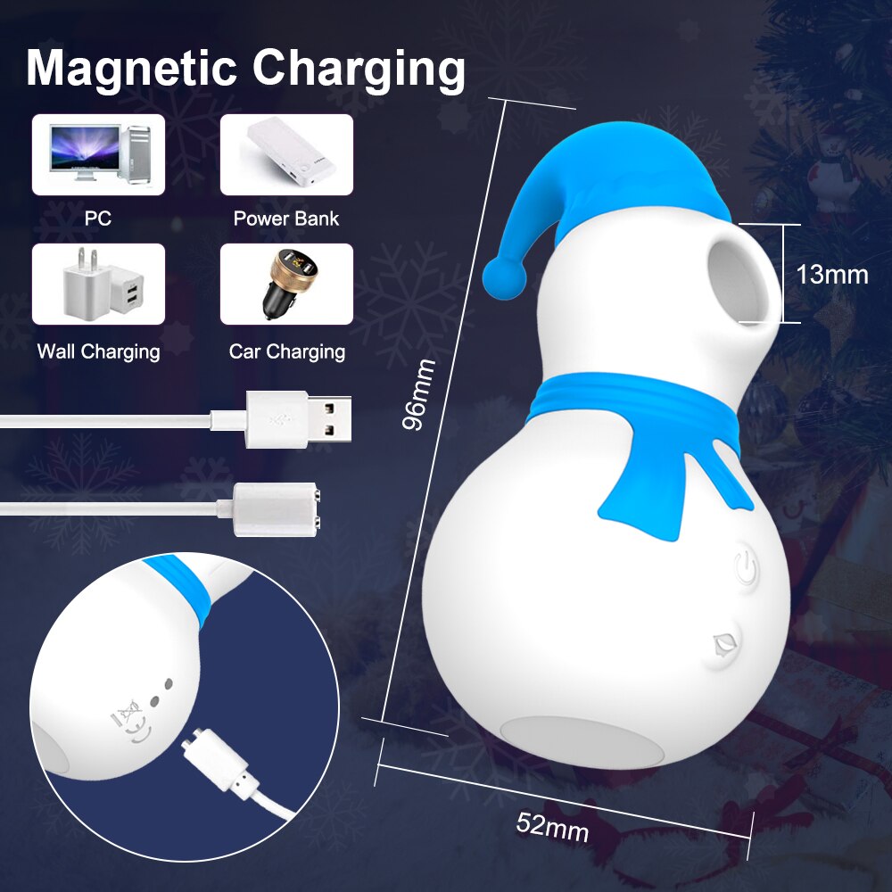2022 Bonhomme de neige Sucer Vibrateur Femelle pour Femmes Clitoris Clitoris Sucker Stimulateur Mignon Fille Cadeau Sex Toy Produits pour Adultes 18