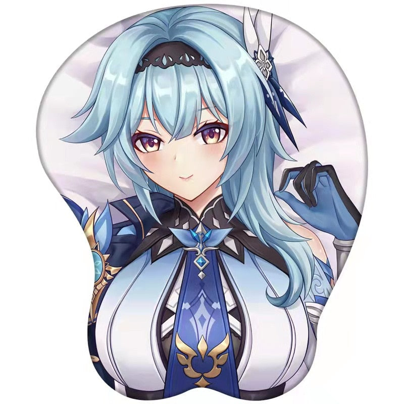 Genshin Impact Eula Gamer Anime Sexy Mouse Pad Cute Manga Wrist Rest 3D Oppai Silicone Gel Mat Mousepad