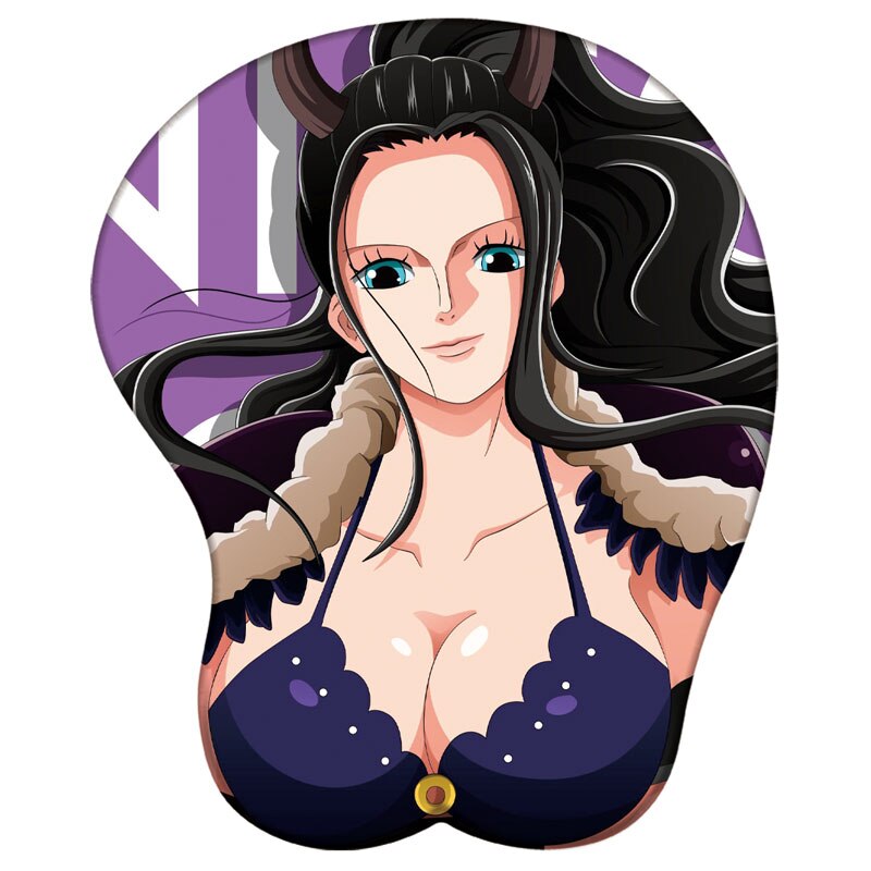 Tapis de souris avec support de poignet 3D Anime One Piece Nami Robin Uta Hancock Yamato Tapis de souris en silicone Sexy Chest Repose-poignet 3D Tapis de souris