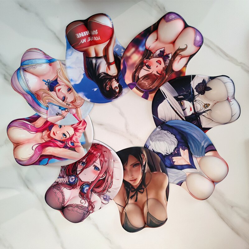 Genshin Impact New Character Arlecchino Sexy Big Boobs Mouse Pad Gamer Anime Cute Wrist Rest 3D Oppai Silicone Gel Mat Mousepad