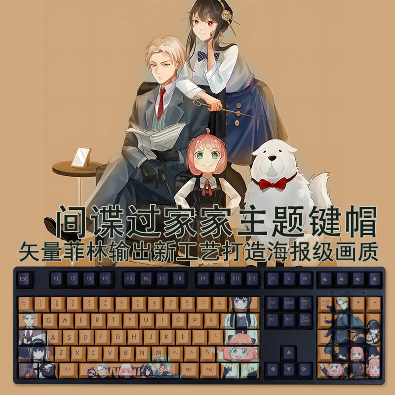 108 Keys PBT 5 Sides Dye Subbed Keycaps Cartoon Anime Gaming Key