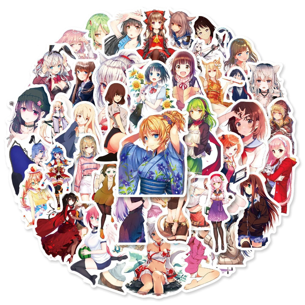 50PCS Kawaii Sexy Anime Female Characters Stickers | for Car Guitar Lu –  K-Minded