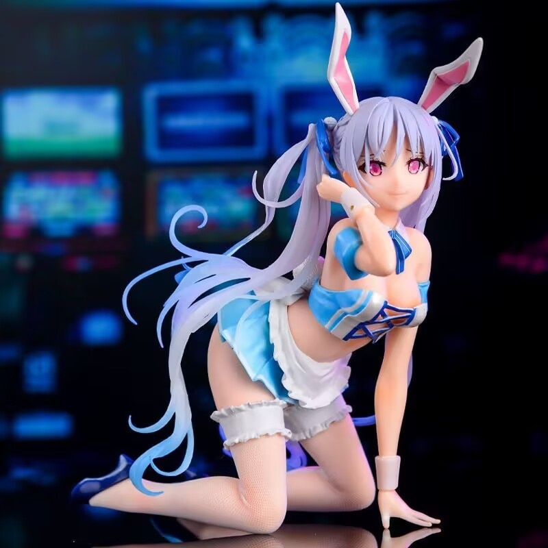 24cm Bunny Girl Chris Aqua Blue Anime Figure 1/4 Scale Chris Aqua Sexy