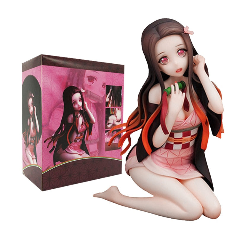 Hot 12CM Figure Kamado Nezuko Anime Demon Slayer Seated Undressing