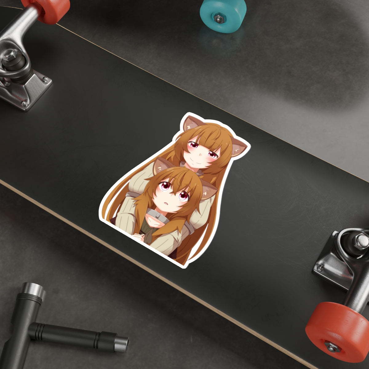 Autocollant imperméable The Rising of the Shield Hero - Autocollant en vinyle Anime Raphtalia et Chibi Raphtalia - Autocollant pour pare-chocs de voiture - Autocollant pour ordinateur portable