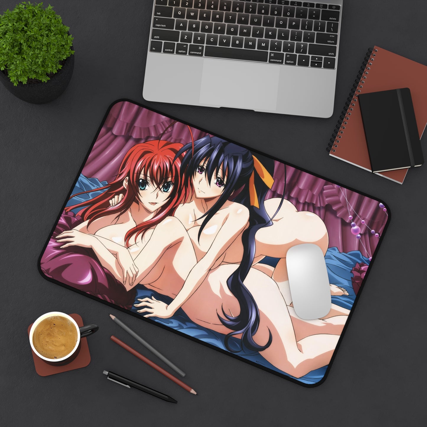 Tapis de souris sexy High School Dxd - Rias Gremory nue et Akeno Himejima Ecchi Tapis de bureau - Yuri Highschool Dxd Playmat