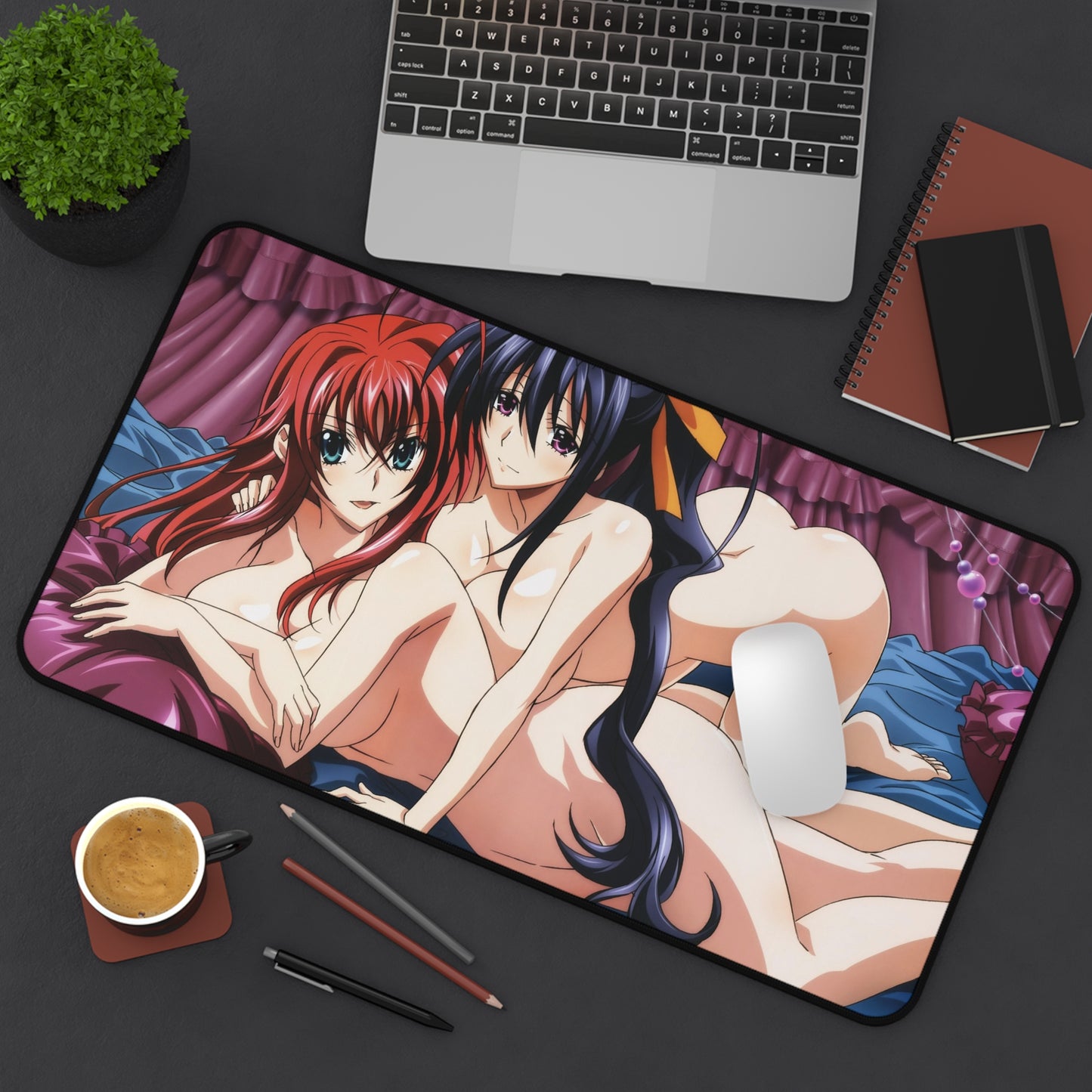 Tapis de souris sexy High School Dxd - Rias Gremory nue et Akeno Himejima Ecchi Tapis de bureau - Yuri Highschool Dxd Playmat