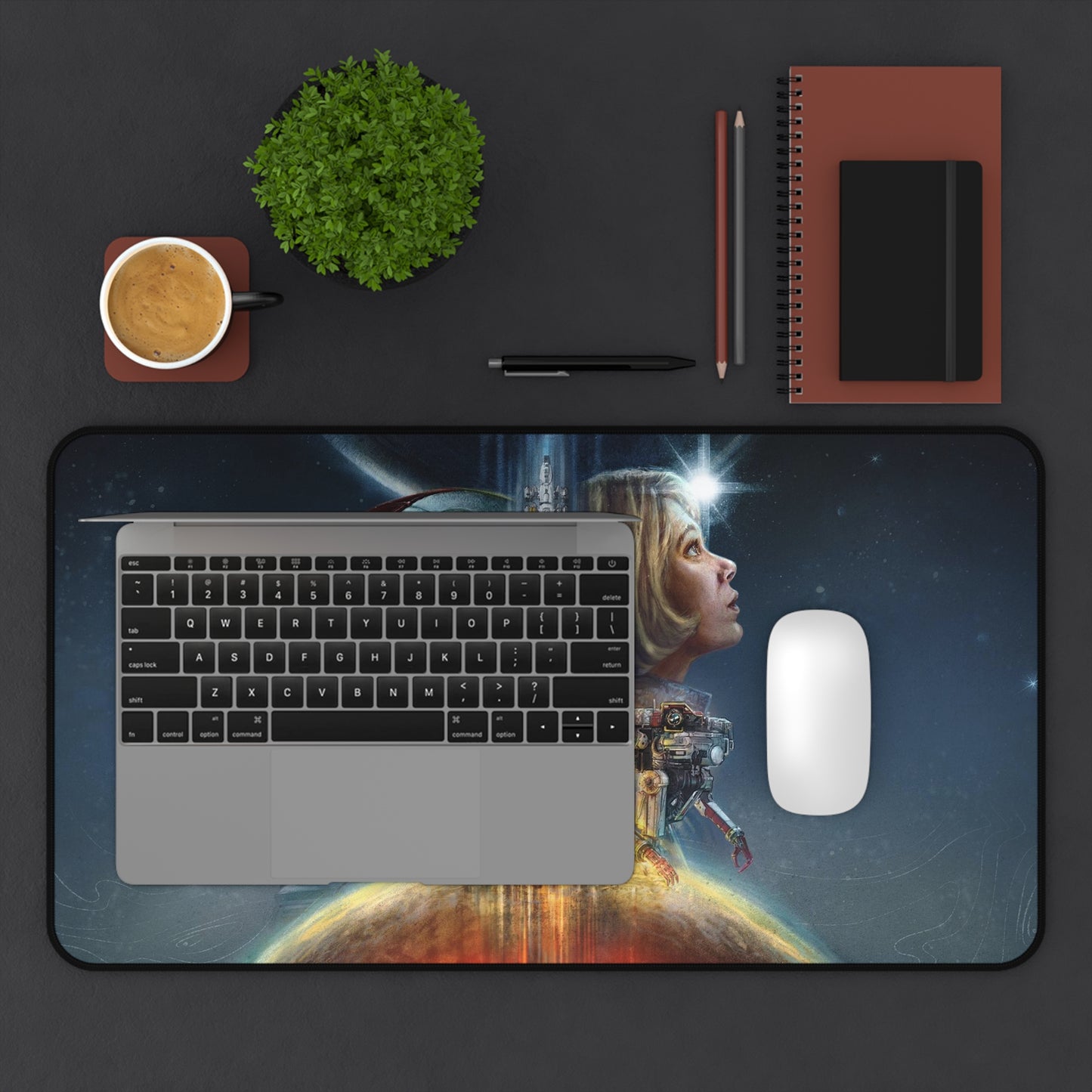 Starfield Desk Mat - Journey into Space XXL Gaming Mousepad - Non Slip Gamer Playmat - Sci Fi Art Gift