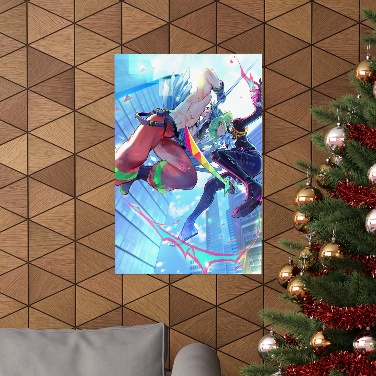 Promare Anime Poster - Galo and Lio Wall Art Print - Manga Decor - Premium Matte Vertical Poster