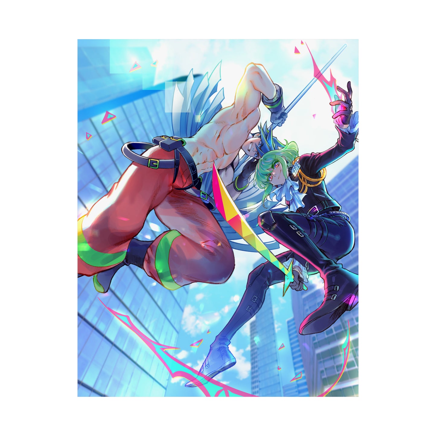 Promare Anime Poster - Galo and Lio Wall Art Print - Manga Decor - Premium Matte Vertical Poster