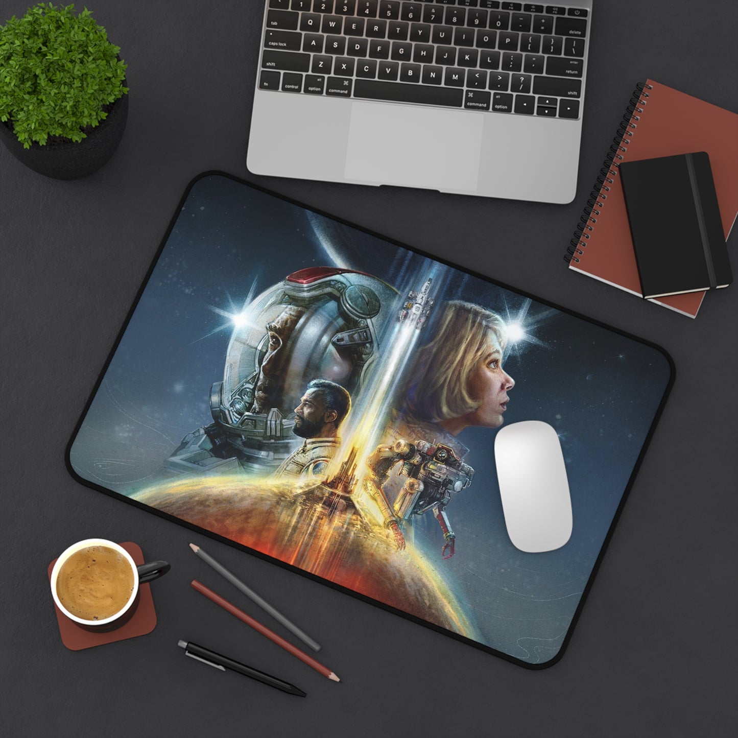 Starfield Desk Mat - Journey into Space XXL Gaming Mousepad - Non Slip Gamer Playmat - Sci Fi Art Gift