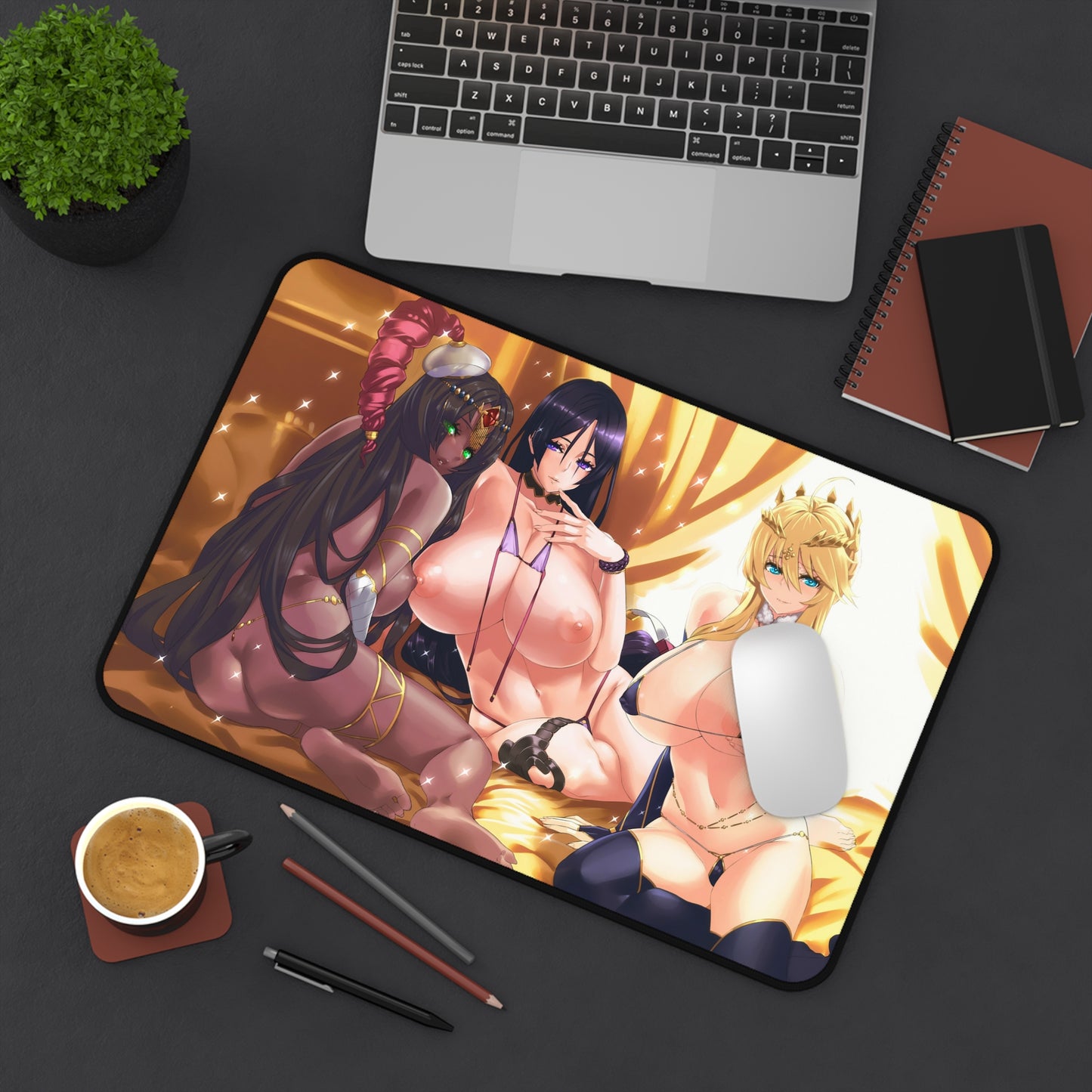 Fate Grand Order Ecchi Mousepad - Nude Artoria Pendragon, Scheherazade And Minamoto No Raikou - Large Ecchi Desk Mat - Mouse Pad