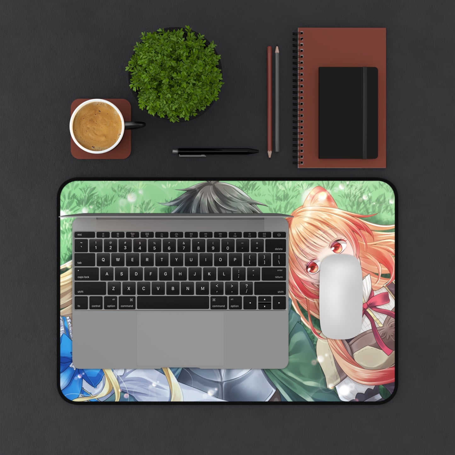 The Rising of the Shield Hero Desk Mat - Firo Iwatani and Raphtalia Anime Mousepad - Non Slip Manga Playmat