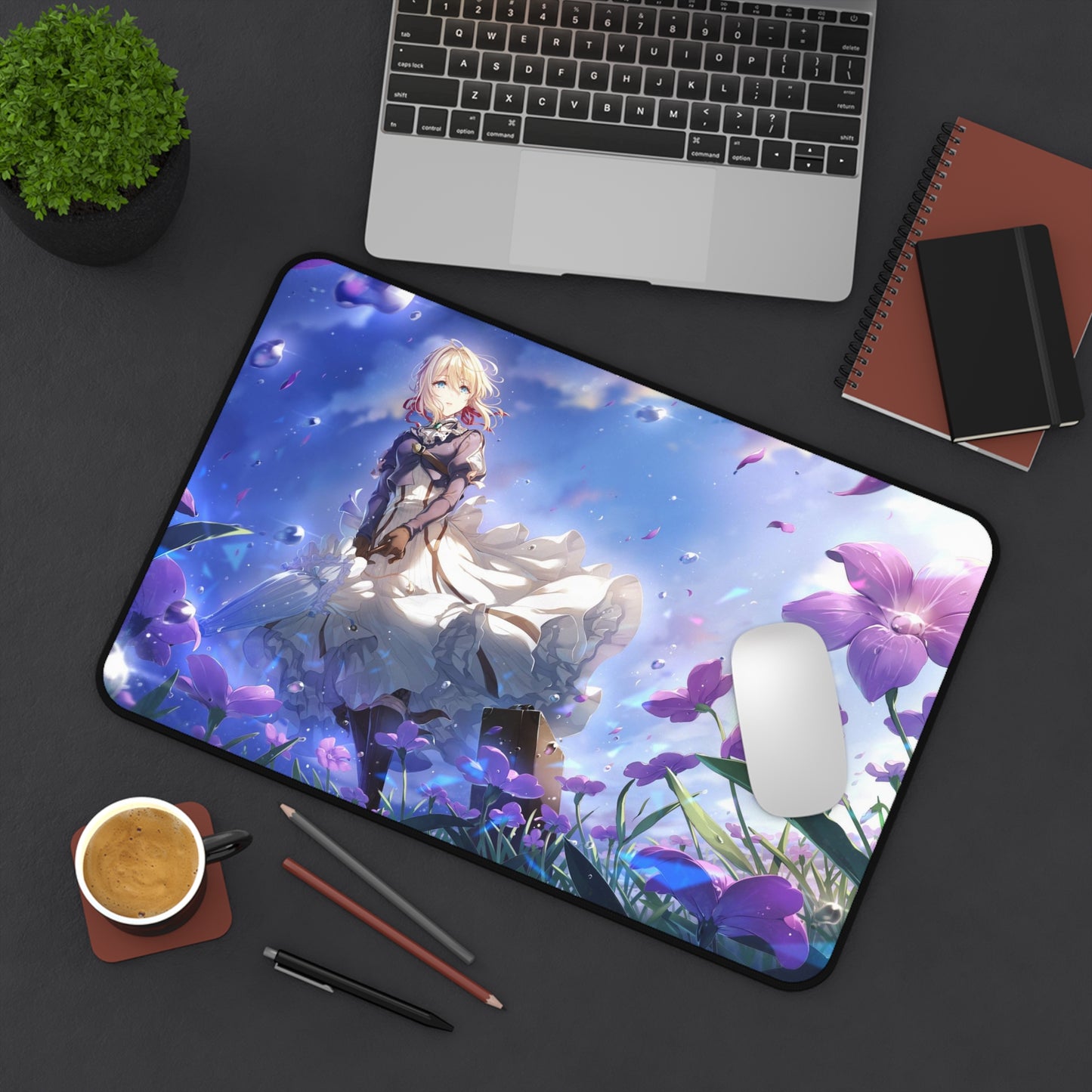 Violet Evergarden Desk Mat - Anime Flowers Field Mousepad -  XXL Gaming Mousepad - Non Slip Manga Playmat