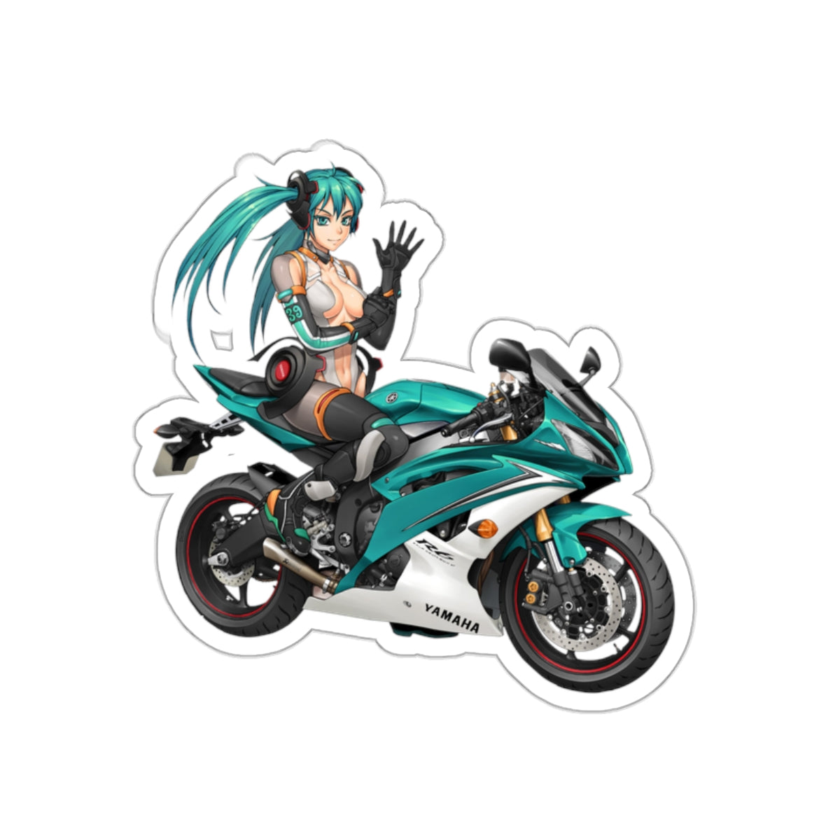 Autocollant imperméable Biker Hatsune Miku - Autocollant en vinyle de qualité supérieure Vocaloid - Autocollant de voiture Anime - Autocollant pour ordinateur portable