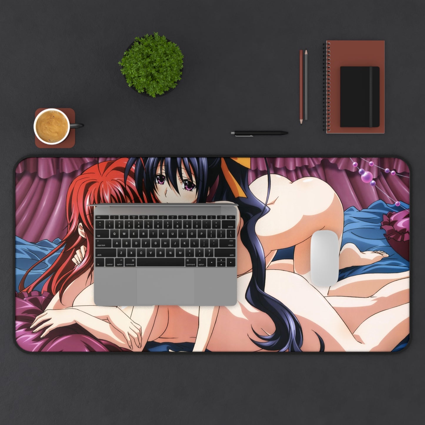 Tapis de souris sexy High School Dxd - Rias Gremory nue et Akeno Himejima Ecchi Tapis de bureau - Yuri Highschool Dxd Playmat