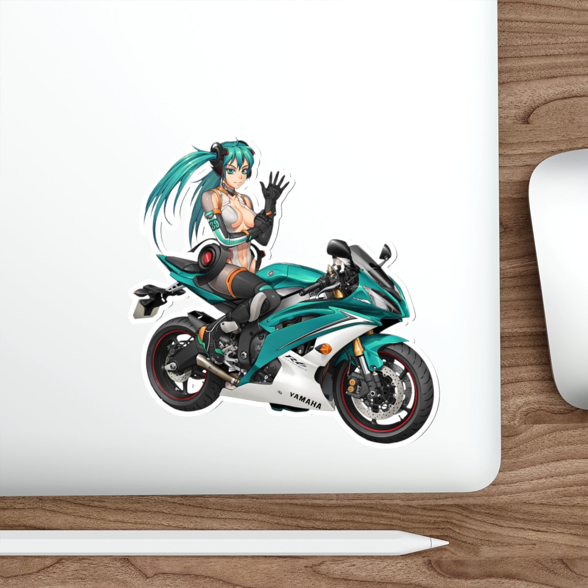 Autocollant imperméable Biker Hatsune Miku - Autocollant en vinyle de qualité supérieure Vocaloid - Autocollant de voiture Anime - Autocollant pour ordinateur portable