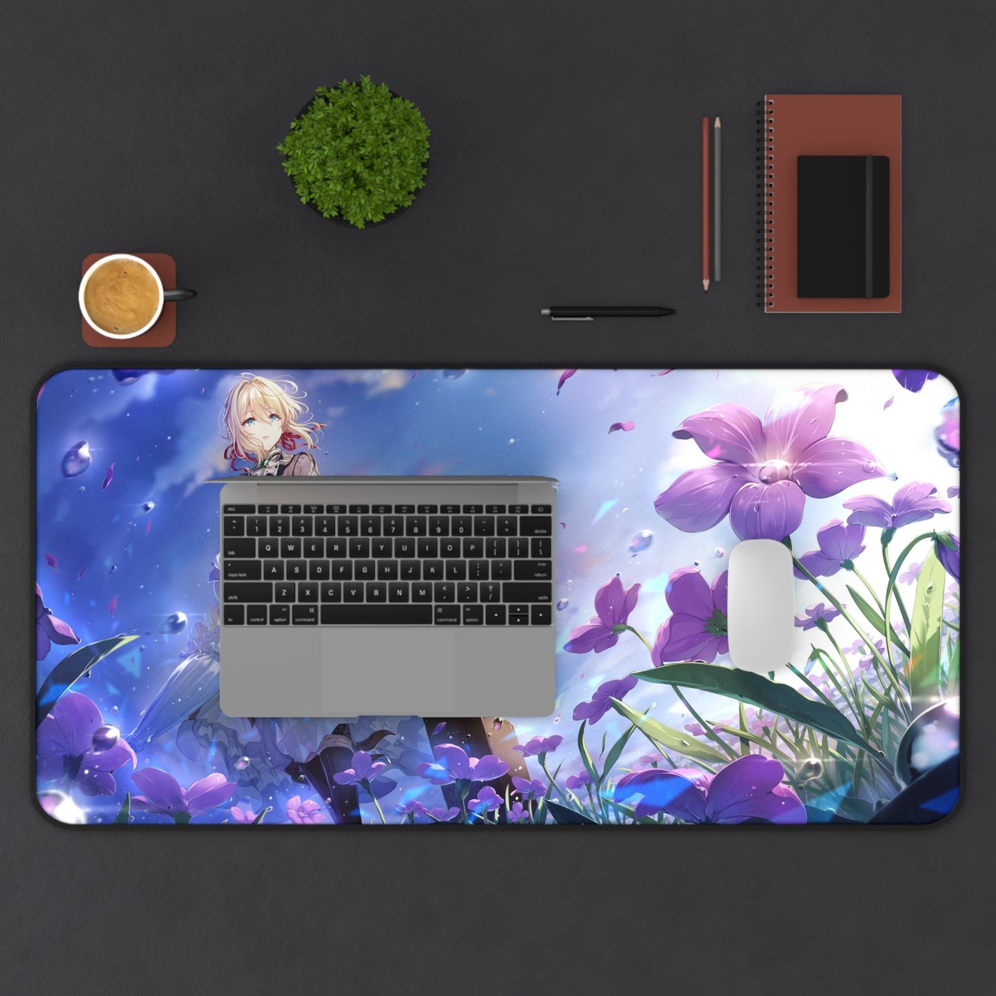 Violet Evergarden Desk Mat - Anime Flowers Field Mousepad -  XXL Gaming Mousepad - Non Slip Manga Playmat