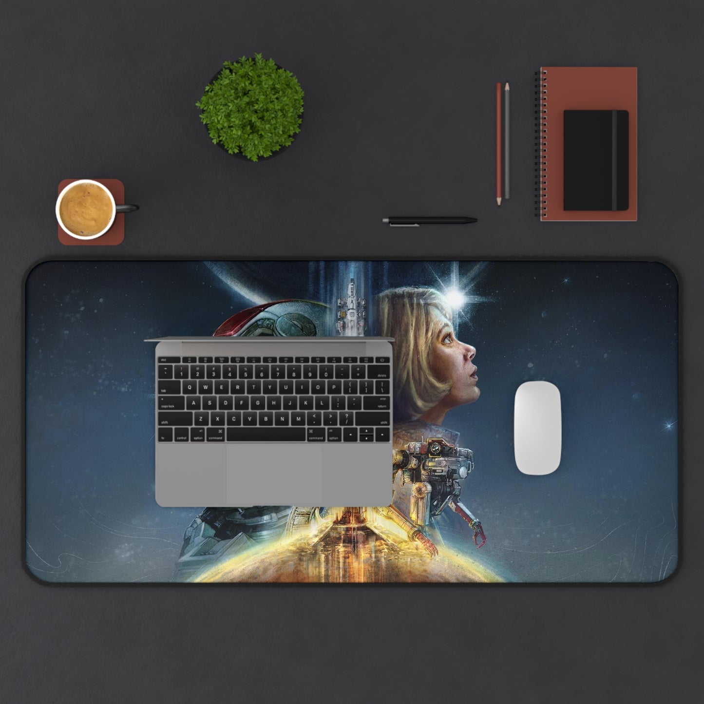 Starfield Desk Mat - Journey into Space XXL Gaming Mousepad - Non Slip Gamer Playmat - Sci Fi Art Gift