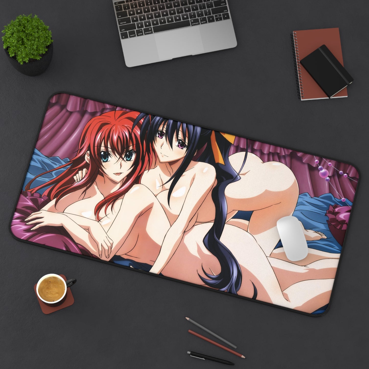 Tapis de souris sexy High School Dxd - Rias Gremory nue et Akeno Himejima Ecchi Tapis de bureau - Yuri Highschool Dxd Playmat