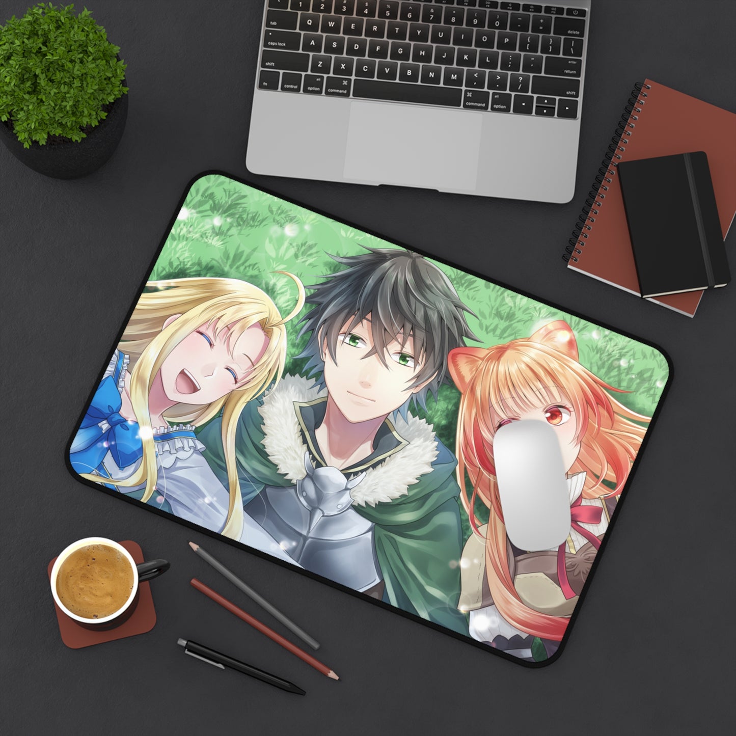 The Rising of the Shield Hero Desk Mat - Firo Iwatani and Raphtalia Anime Mousepad - Non Slip Manga Playmat