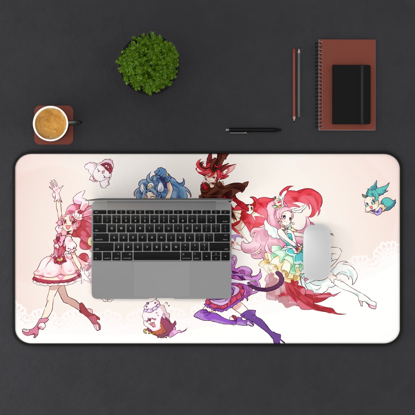 KiraKira Pretty Cure A La Mode Desk Mat - All Cures Characters Mousepad - Non Slip Precure Playmat