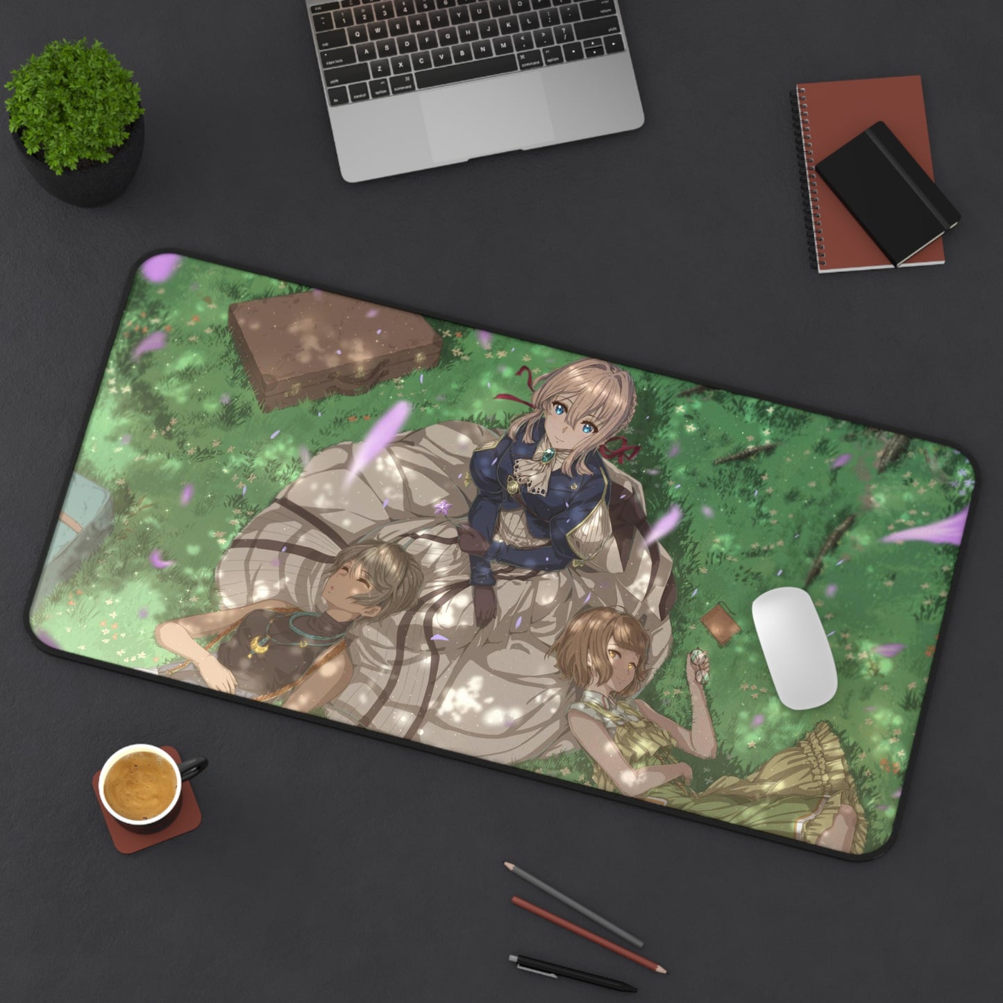 Violet Evergarden Desk Mat - Iris Violet and Erica Anime Mousepad - XXL Gaming Mousepad - Non Slip Manga Playmat