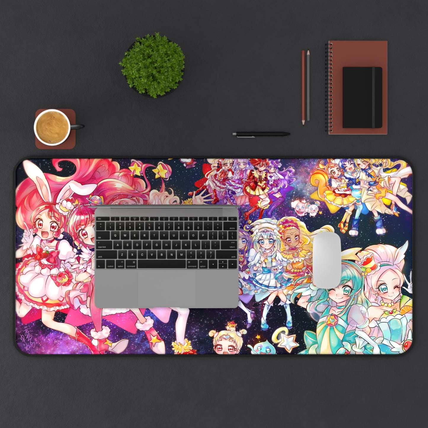 Pretty Cure Anime Desk Mat - All Star Characters Precure Mousepad - Non Slip Playmat