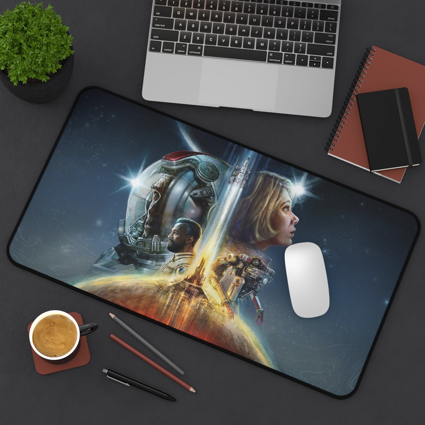 Starfield Desk Mat - Journey into Space XXL Gaming Mousepad - Non Slip Gamer Playmat - Sci Fi Art Gift