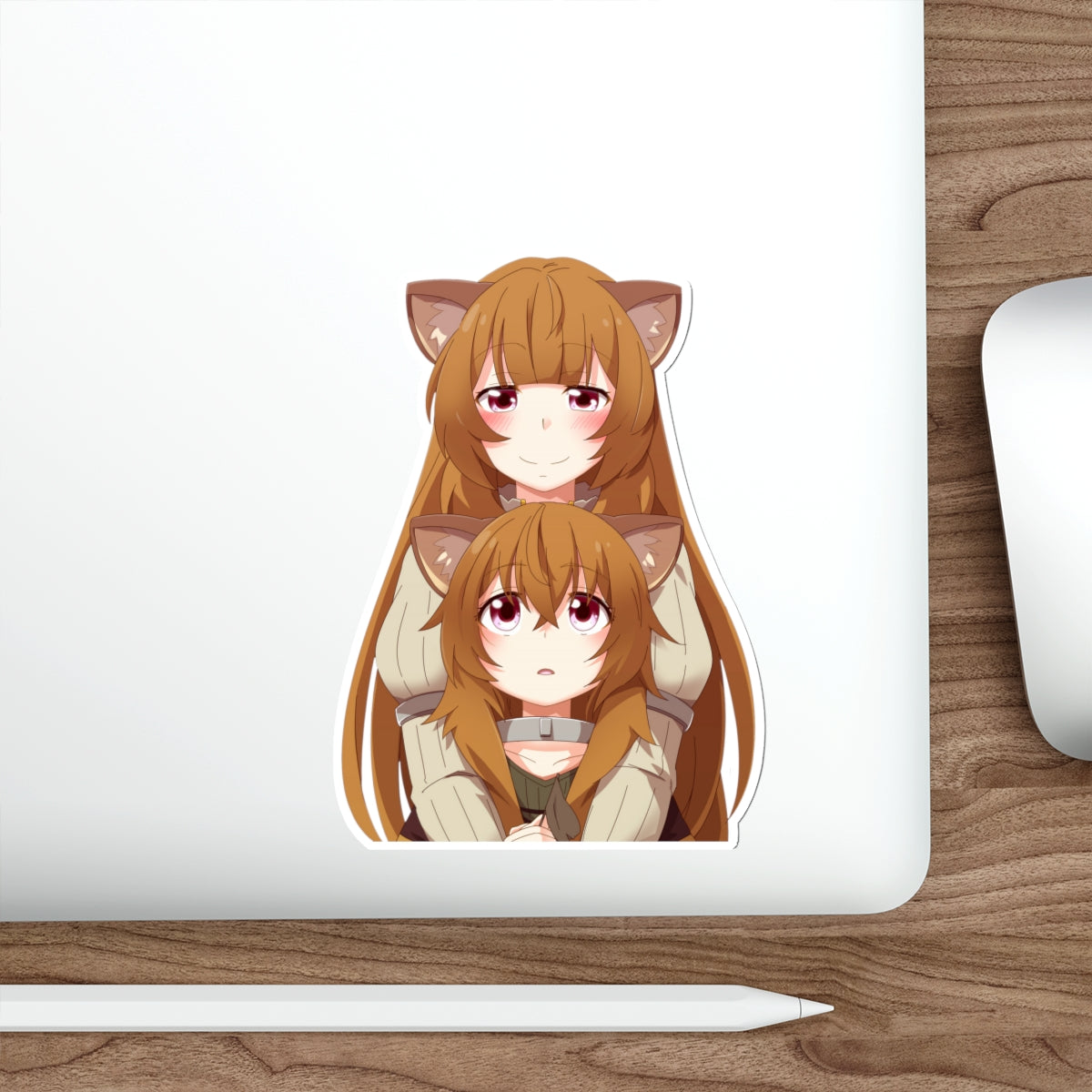 Autocollant imperméable The Rising of the Shield Hero - Autocollant en vinyle Anime Raphtalia et Chibi Raphtalia - Autocollant pour pare-chocs de voiture - Autocollant pour ordinateur portable