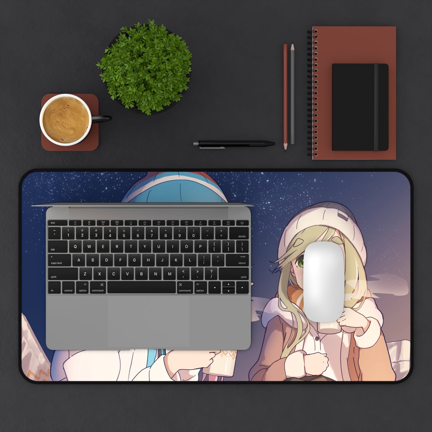 Yuru Camp Desk Mat - Laid Back Camp XXL Gaming Mousepad - Non Slip Yurucamp Playmat - Kawaii Anime Gift - Nadeshiko and Aoi