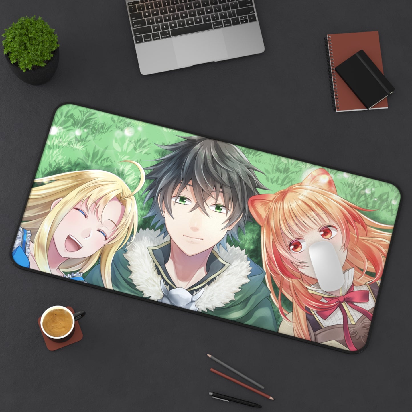 The Rising of the Shield Hero Desk Mat - Firo Iwatani and Raphtalia Anime Mousepad - Non Slip Manga Playmat