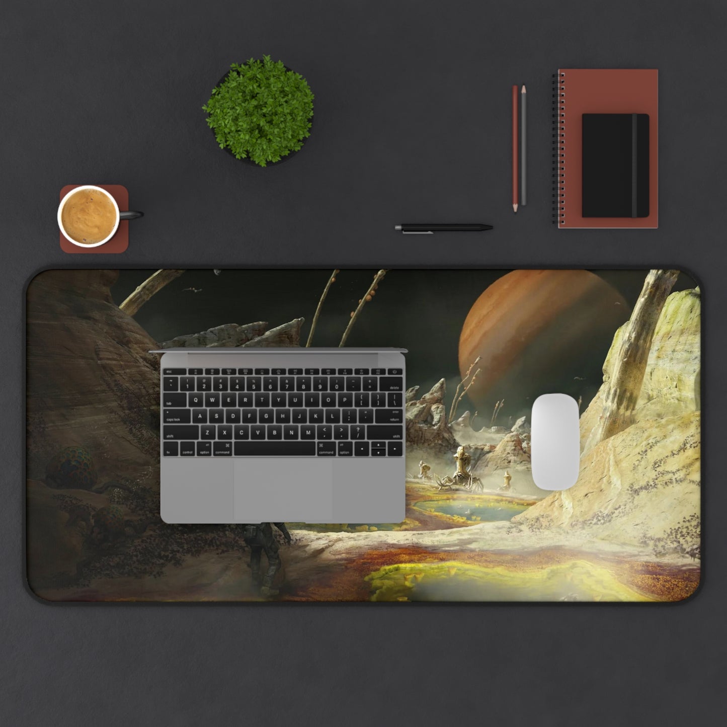 Starfield Mousepad - Space Planet Exploration Concept Art - XXL Gaming Desk Mat - Non Slip Gamer Playmat