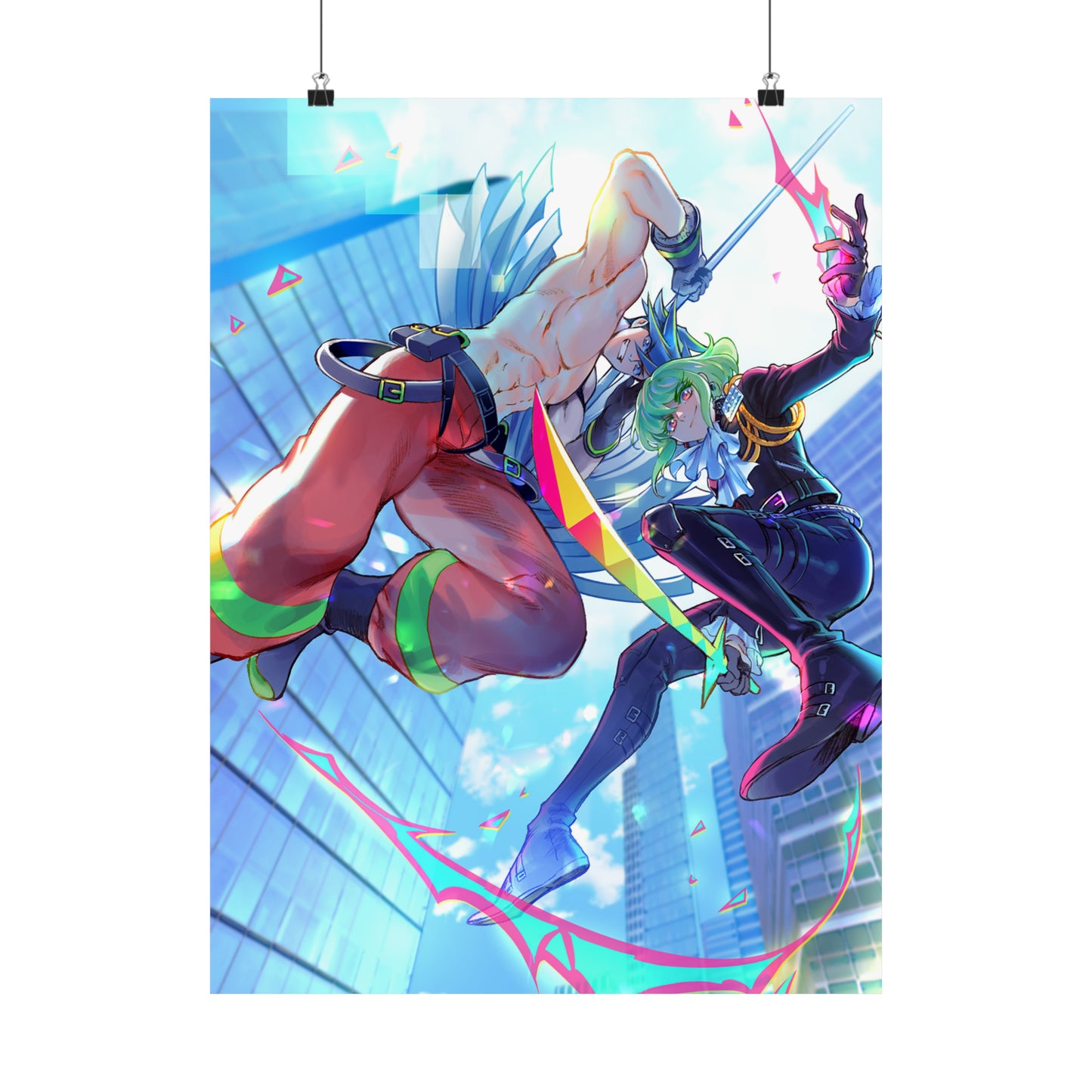 Promare Anime Poster - Galo and Lio Wall Art Print - Manga Decor - Premium Matte Vertical Poster