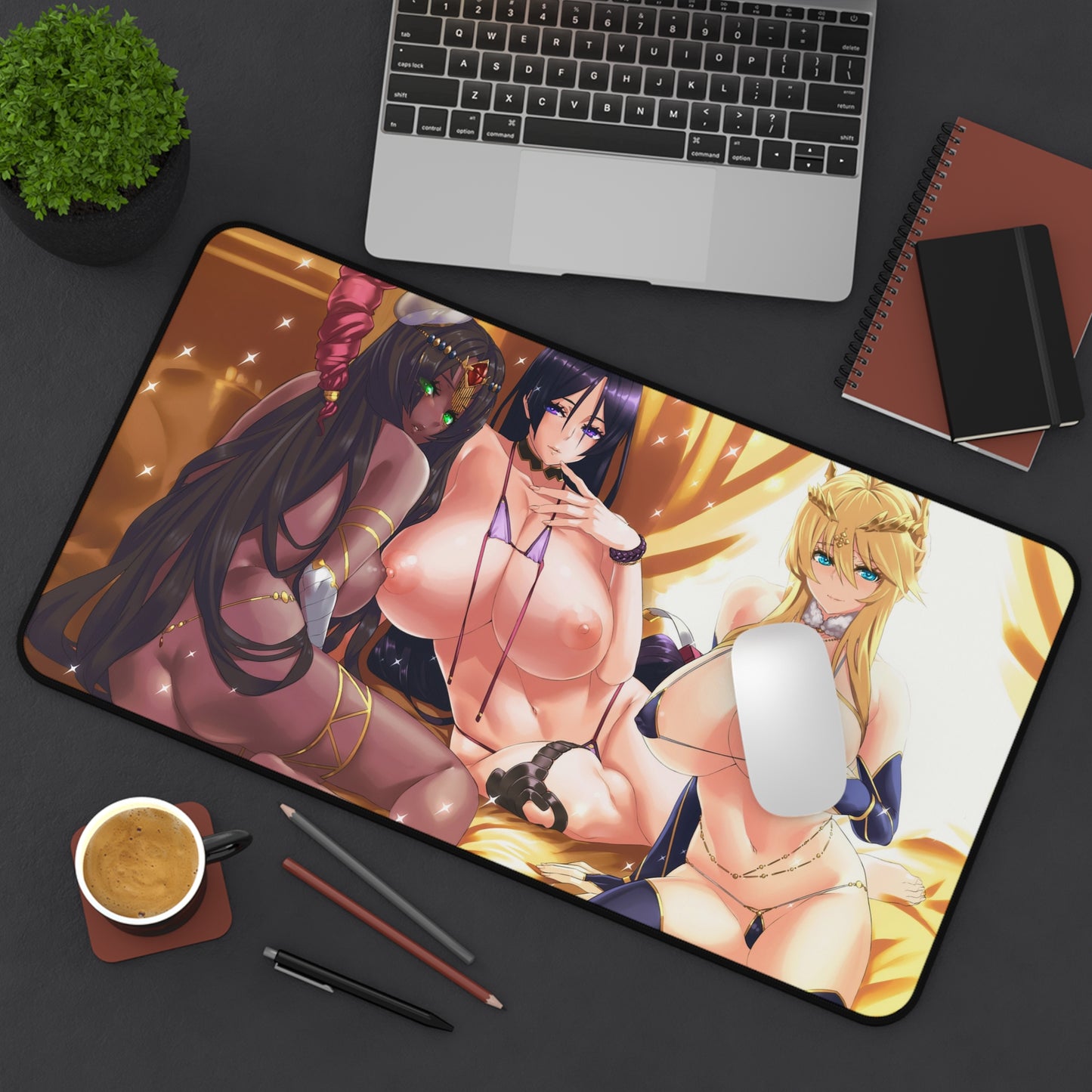 Fate Grand Order Ecchi Mousepad - Nude Artoria Pendragon, Scheherazade And Minamoto No Raikou - Large Ecchi Desk Mat - Mouse Pad