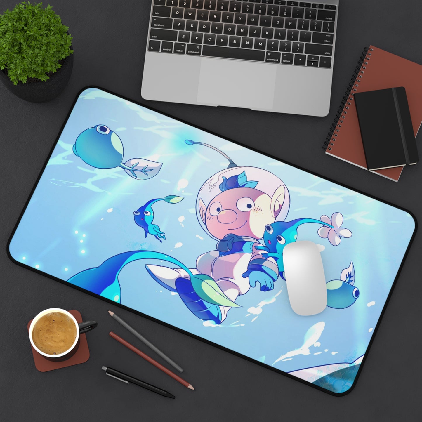 Pikmin Blue Desk Mat - Underwater XXL Gaming Mousepad - Non Slip Gamer Playmat