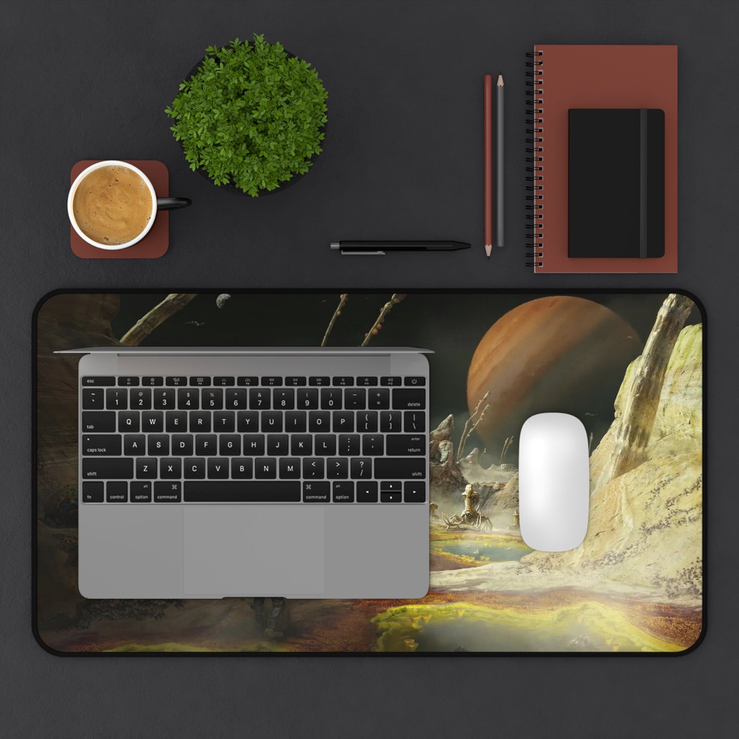 Starfield Mousepad - Space Planet Exploration Concept Art - XXL Gaming Desk Mat - Non Slip Gamer Playmat