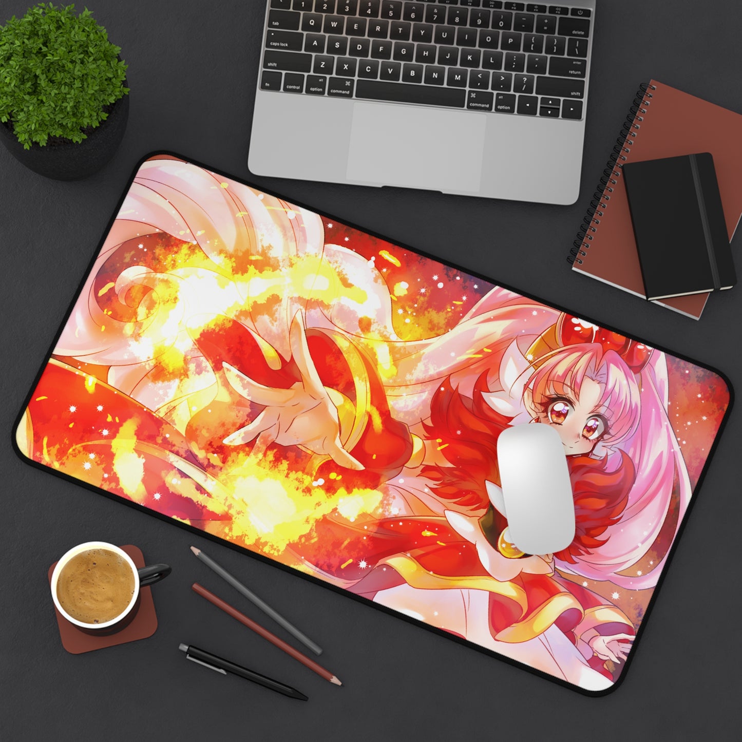 Go Princess Pretty Cure Anime Desk Mat - Cure Scarlet Precure Mousepad - Non Slip Playmat