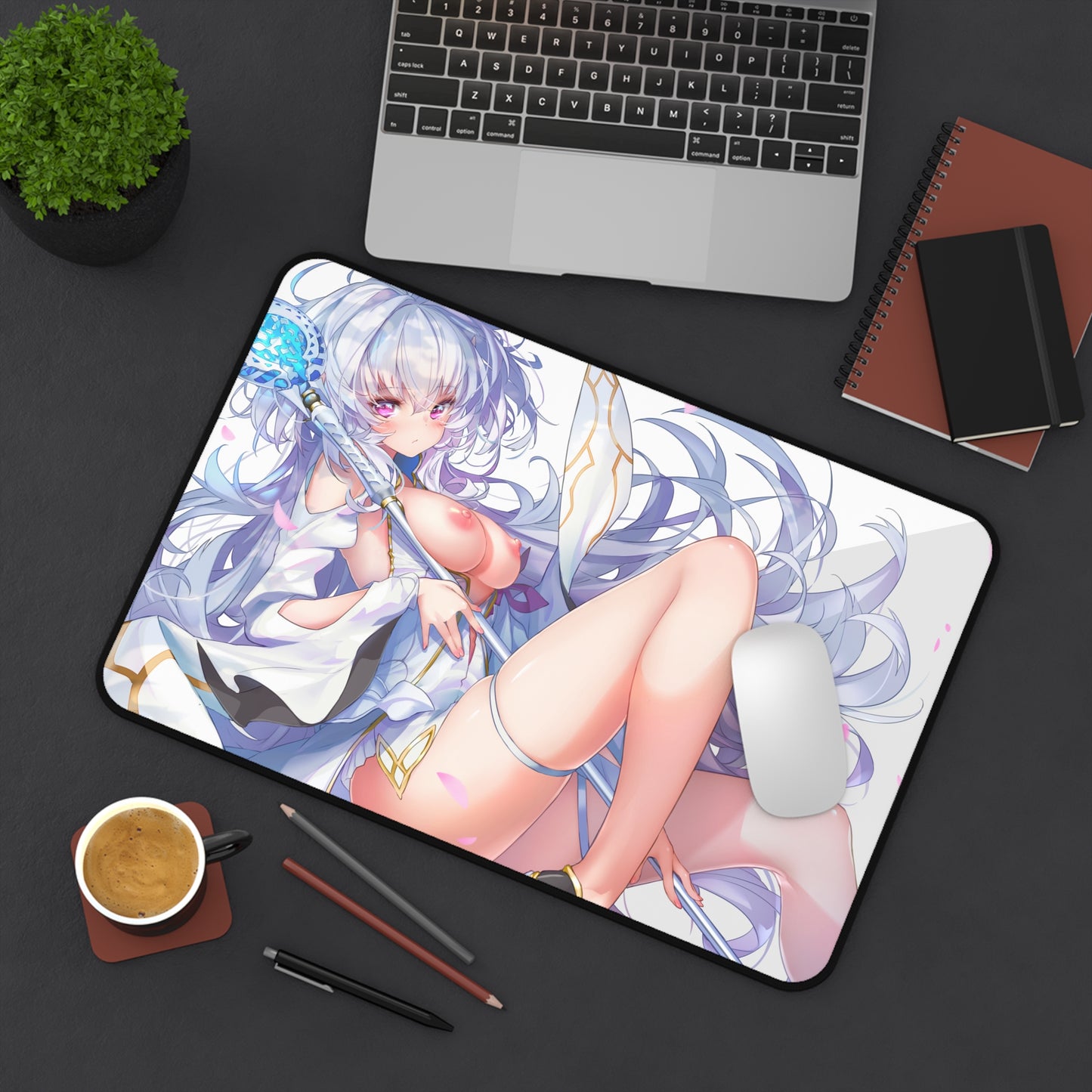 Tapis de souris sexy Fate Stay Night - Tapis de bureau animé Nude Merlin Tits - Tapis de jeu Ecchi