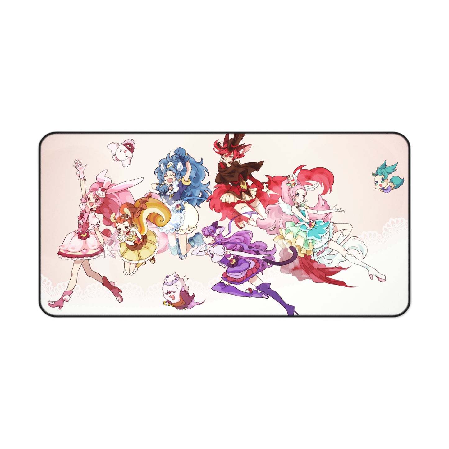 KiraKira Pretty Cure A La Mode Desk Mat - All Cures Characters Mousepad - Non Slip Precure Playmat