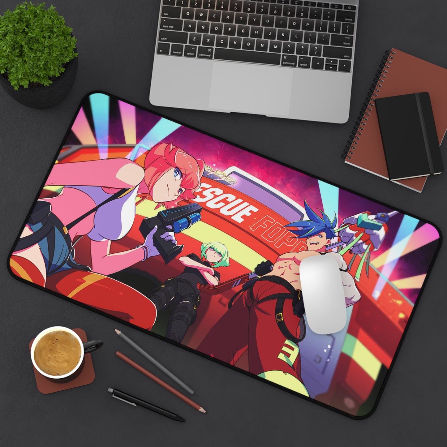 Promare Desk Mat - Promare Anime Mousepad - Non Slip Manga Playmat - Aina Lio and Galo