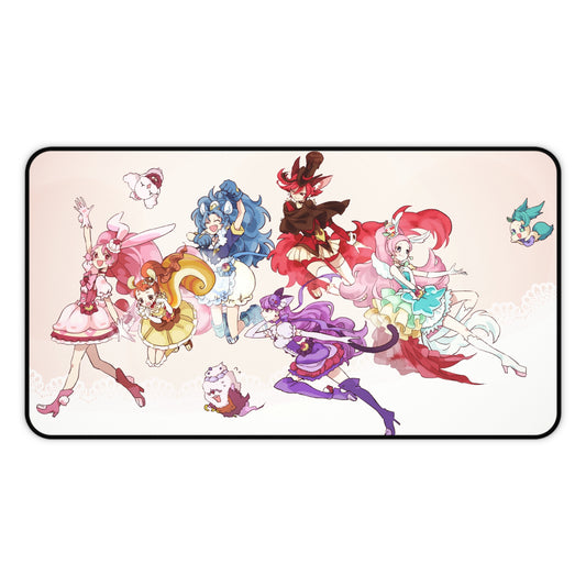 KiraKira Pretty Cure A La Mode Desk Mat - All Cures Characters Mousepad - Non Slip Precure Playmat