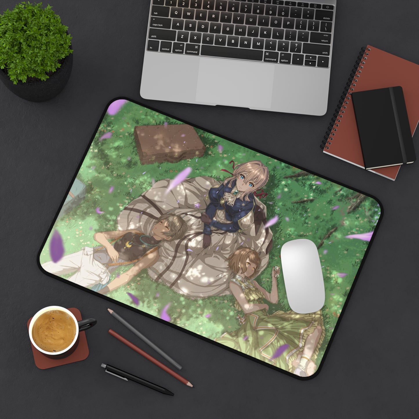 Violet Evergarden Desk Mat - Iris Violet and Erica Anime Mousepad - XXL Gaming Mousepad - Non Slip Manga Playmat