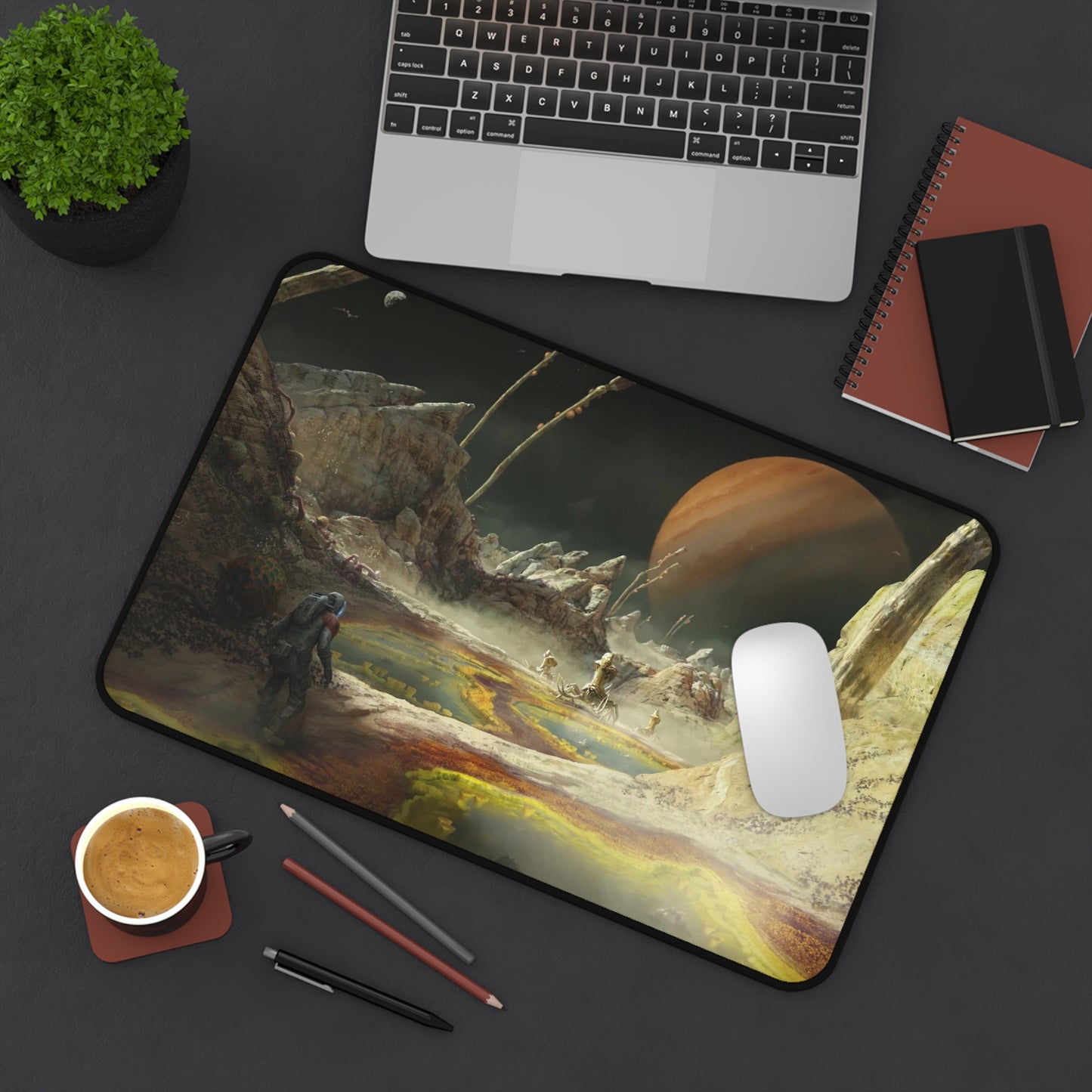 Starfield Mousepad - Space Planet Exploration Concept Art - XXL Gaming Desk Mat - Non Slip Gamer Playmat