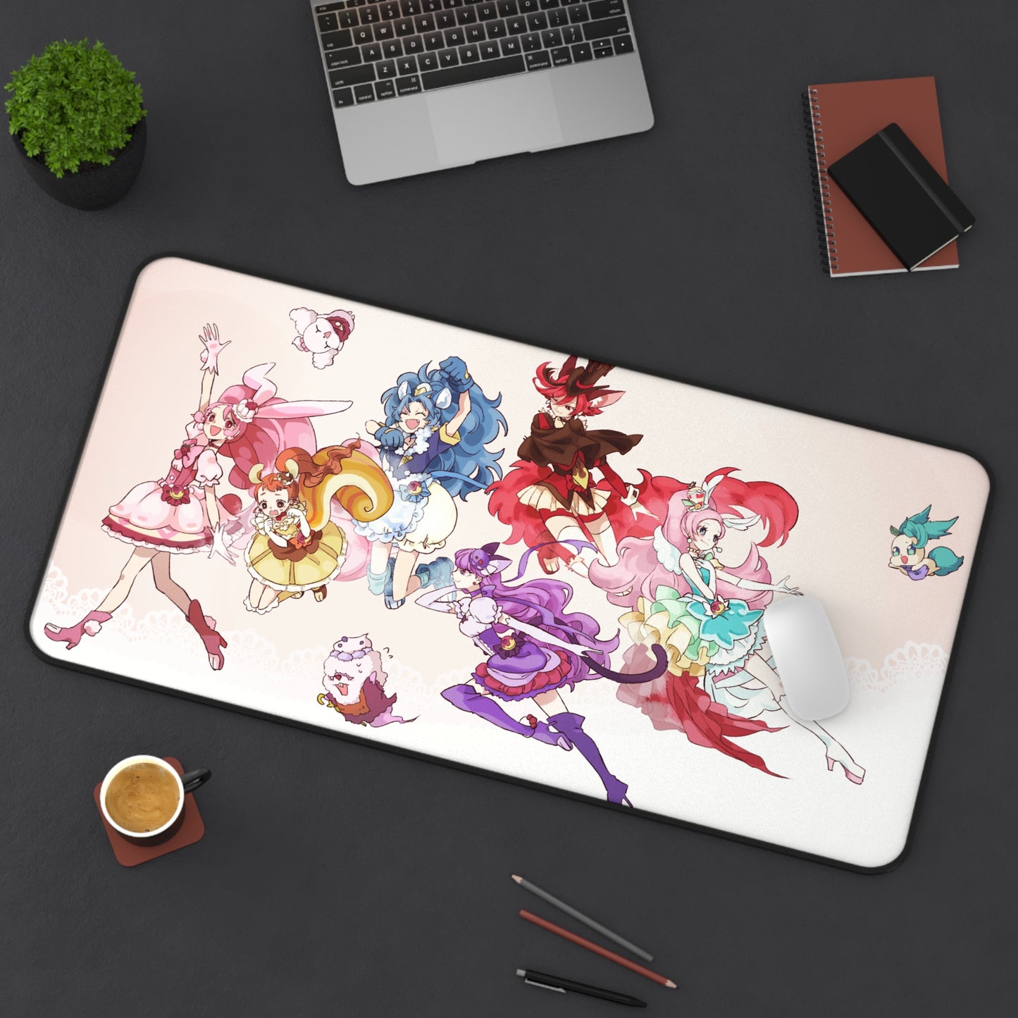 KiraKira Pretty Cure A La Mode Desk Mat - All Cures Characters Mousepad - Non Slip Precure Playmat