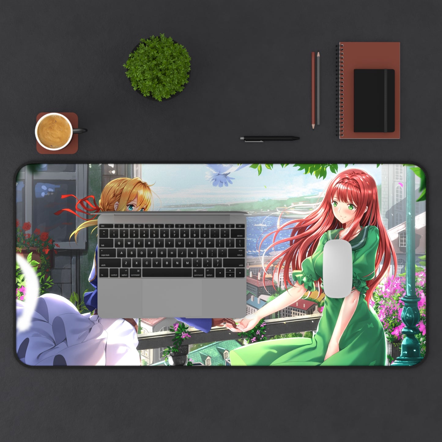 Violet Evergarden Desk Mat - Violet and Luculia Anime Waifus Mousepad - XXL Gaming Mousepad - Non Slip Manga Playmat