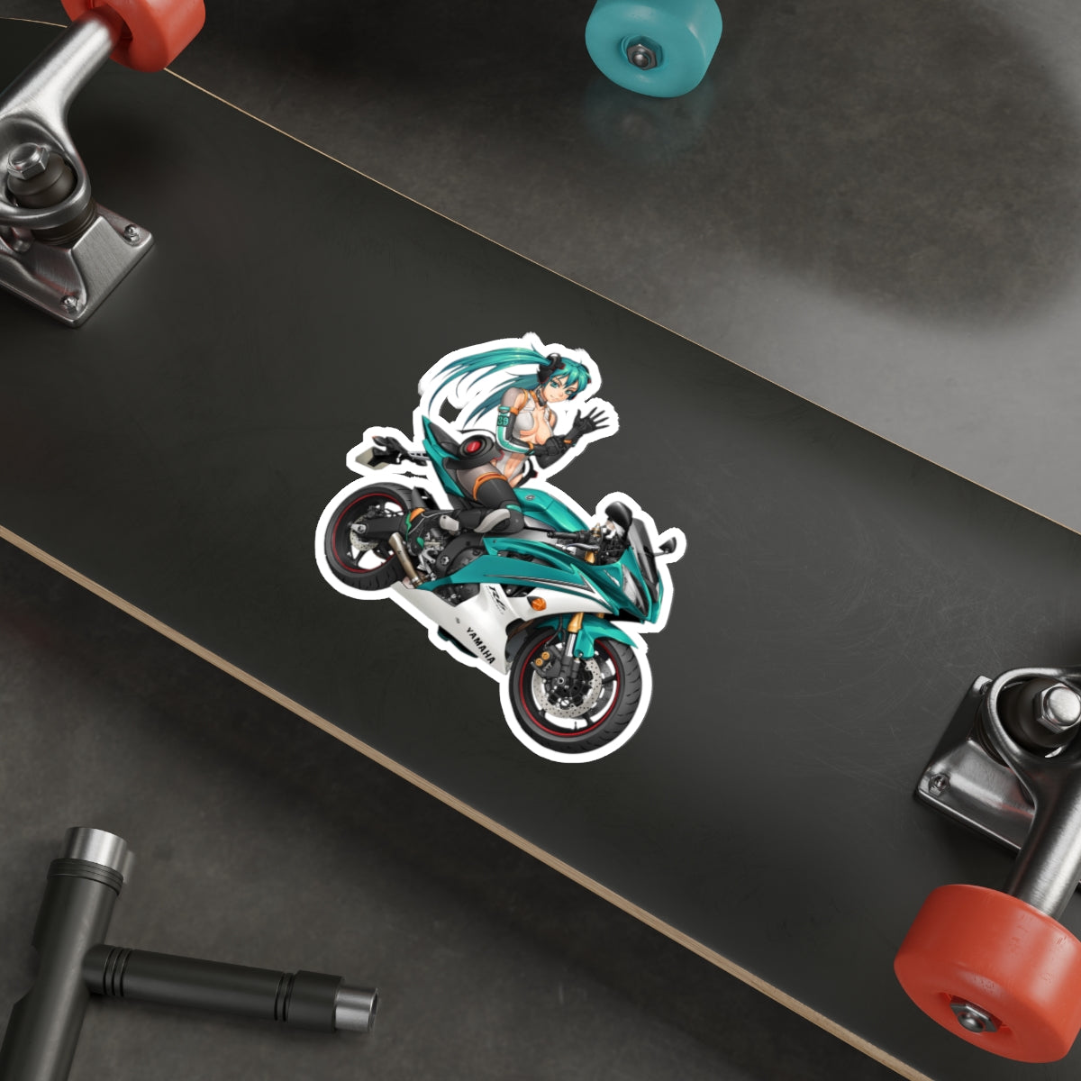 Autocollant imperméable Biker Hatsune Miku - Autocollant en vinyle de qualité supérieure Vocaloid - Autocollant de voiture Anime - Autocollant pour ordinateur portable