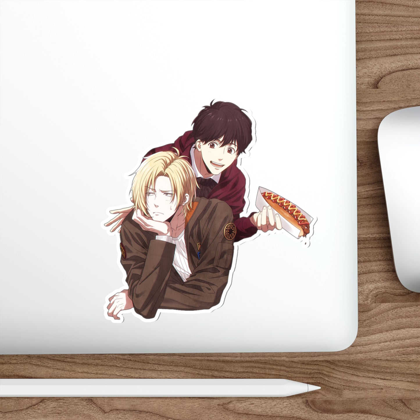 Ash Lynx and Eiji Okumura Hot Dog Waterproof Sticker - Banana Fish Premium Vinyl Decal